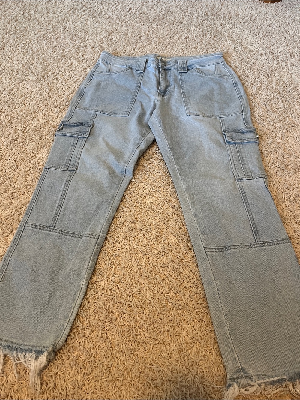 KanCan Light Blue Women's Cargo Denim Pants